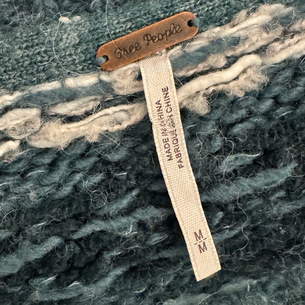 Free People Through the Storm Sweater in Sea Blue - Picture 4 of 5